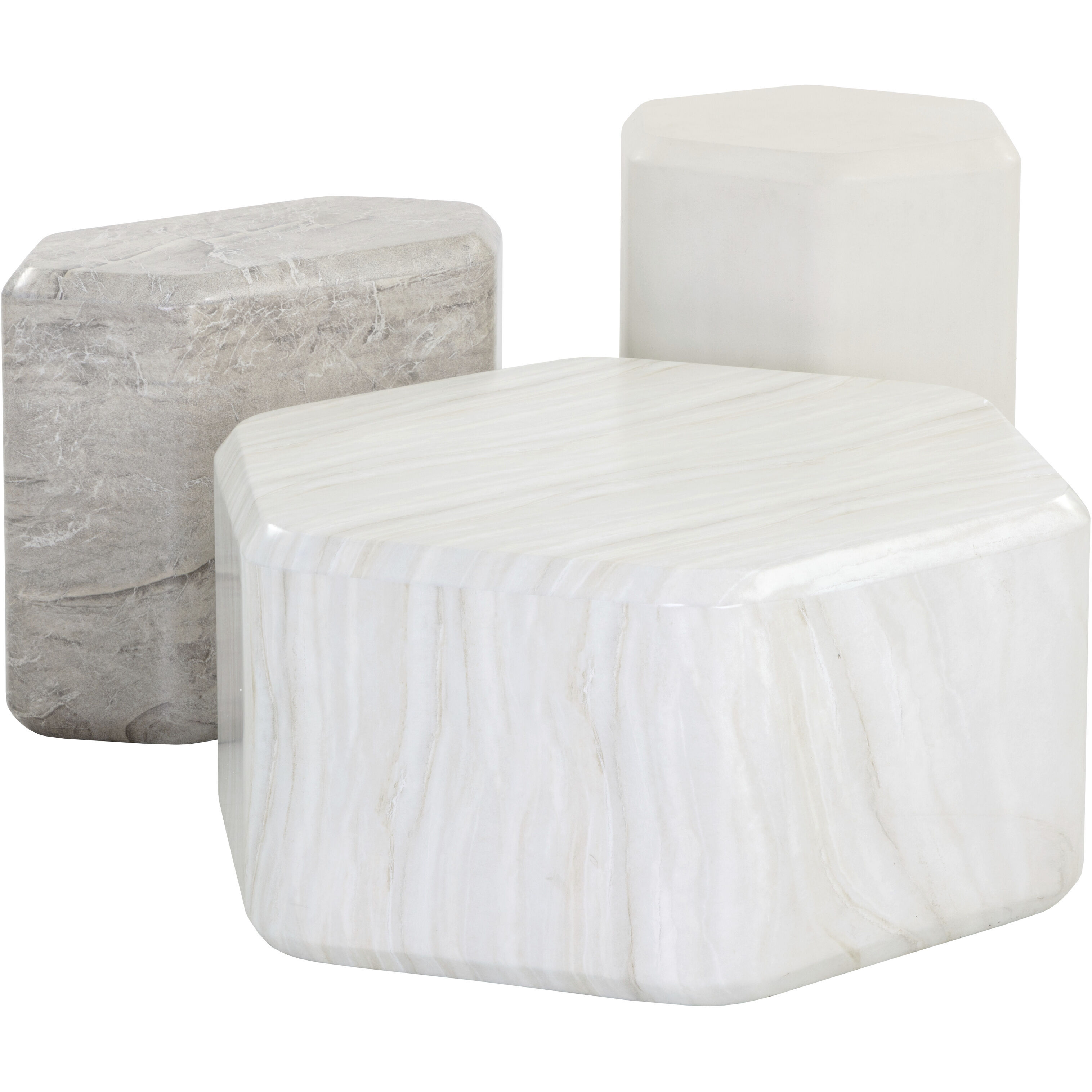 Spezza 22.75 X 18.75 inch Marble Look / Grey Outdoor Side Table, Low